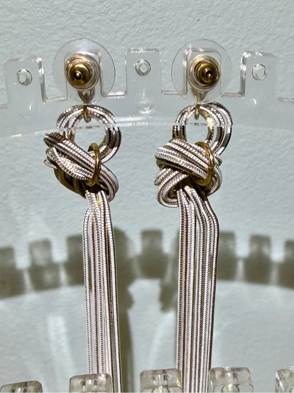 NWOT Tassel Algerian Love Knot Drop Pierced Earrings with Gold Accents